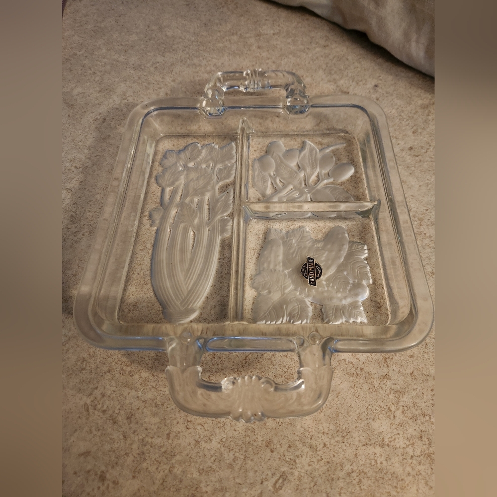 Clear Glass Divided Serving Tray